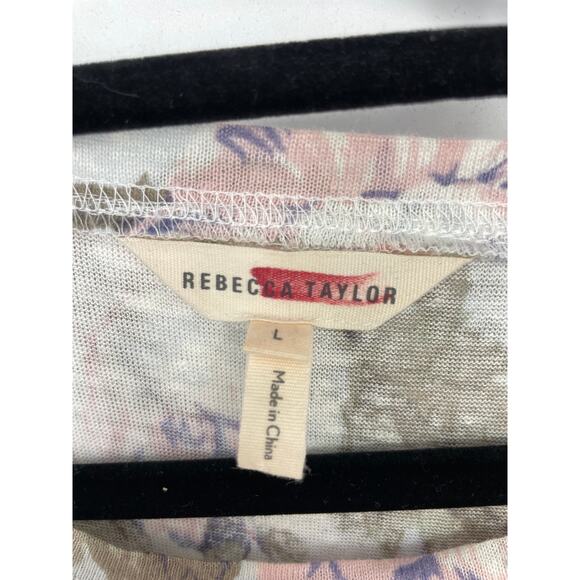 Rebecca Taylor Dress Womens Large Penelope Olive Pink Linen Floral Tie Front - Picture 5 of 7